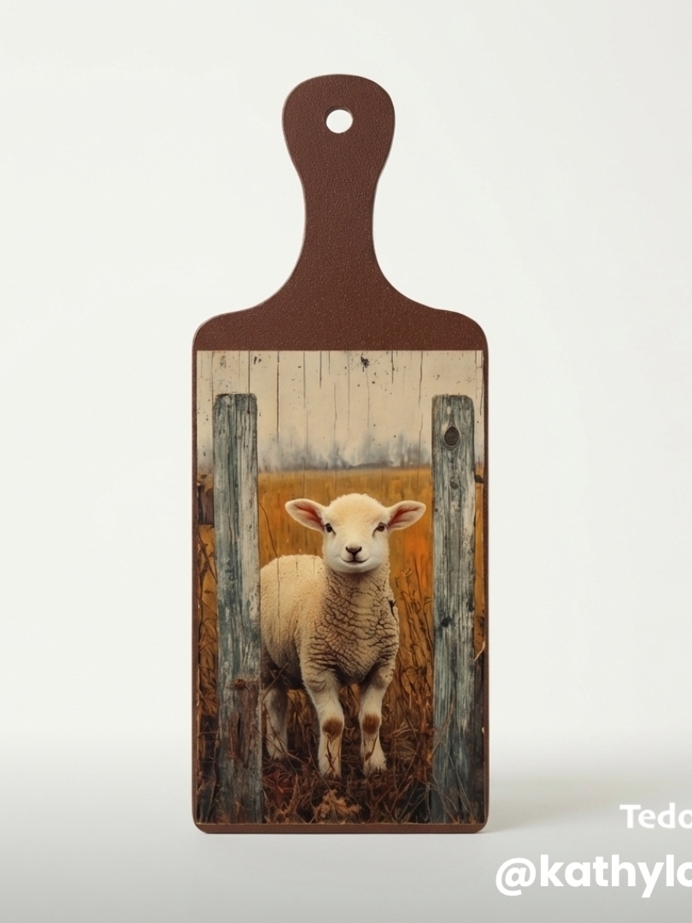 Sheep Decorative Paddle Sign - Cream & Brown